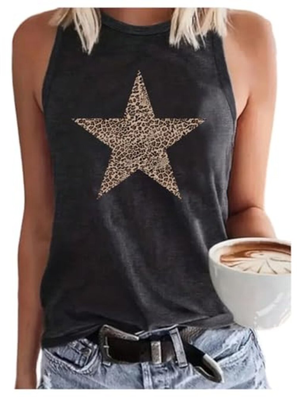 Women's Graphic Tank Tops Summer Western Top | Star Shirt, Sleeveless Graphic